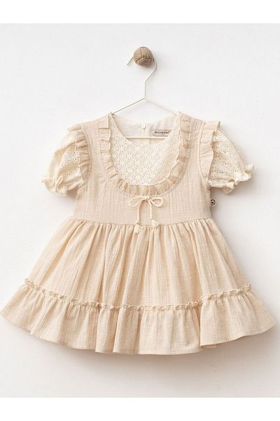 Cherrys Bebek Bow Linen Baby Dress