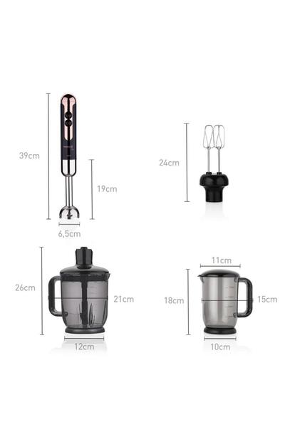 KORKMAZ Mia Mega Deluxe Blender Set Siyah/rosegold