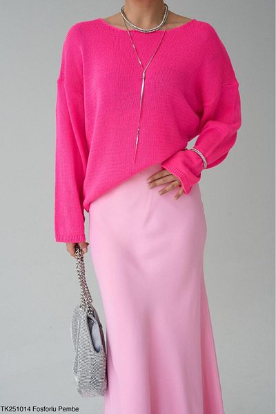 Litesa Women's Boat Neck Oversize Slim Solid Sweater