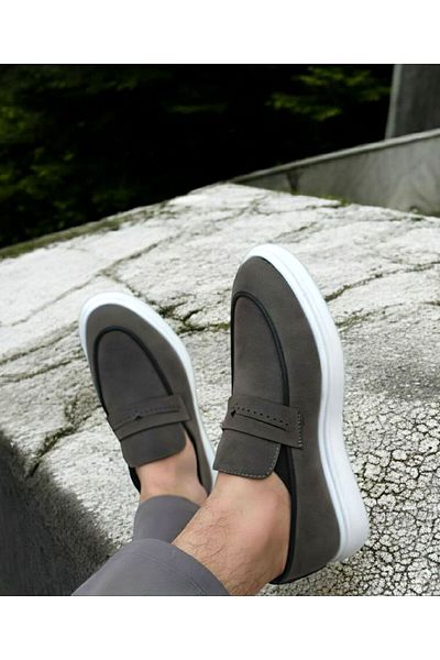 Roadbox Ronx Silver Suede Gree Men's Shoes - Classic, Stylish and Comfortable for Daily Use