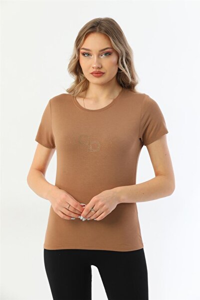 penyebizden Γυναικείο T-Shirt-μινκ με κοντό μανίκι από πέτρα Crew