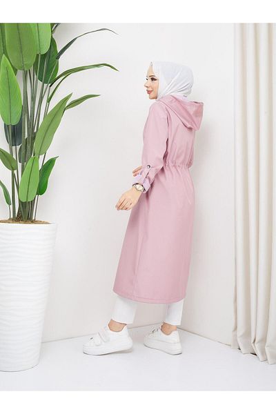 Dabenti women style Women's Ankle Lining Striped Long Trench Coat