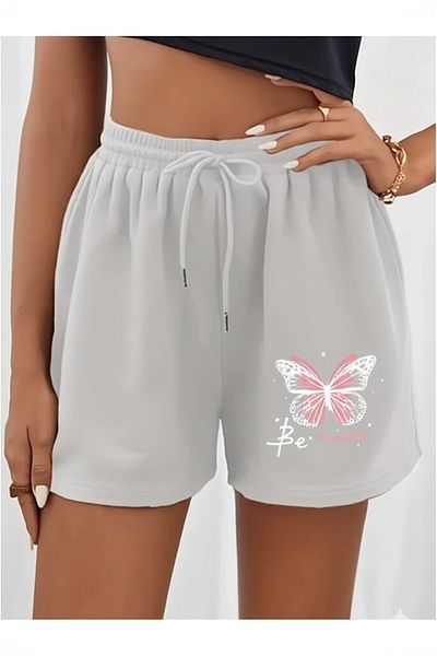 NO 601 Women's Grimelange Butterfly Printed Combed Cotton Shorts