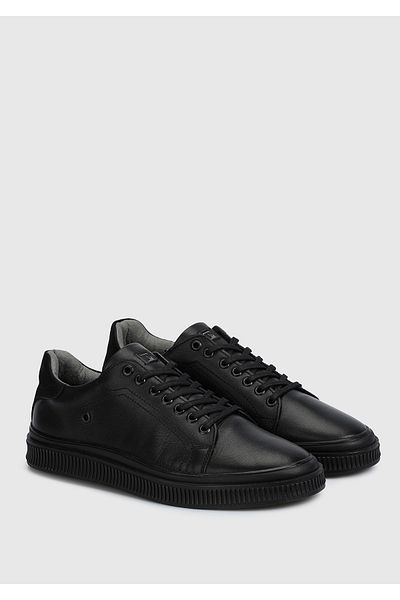Provoq Black Leather Men's Shoes