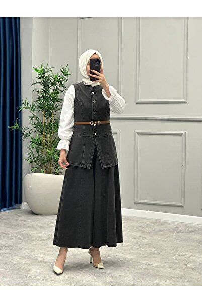OlaLady Women's Long Vest and Trousers Hijab Denim Suit