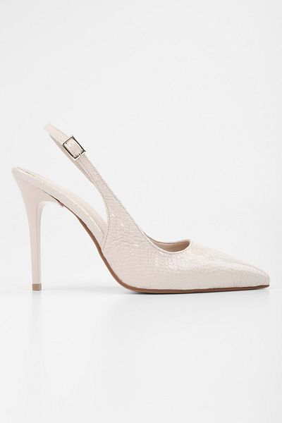 Shoeberry Women's Hazel Beige Snake Patterned Stiletto