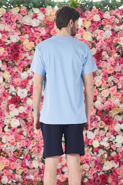 REMSA Set pijama pantaloni scurți pentru bărbați albastru 25254
