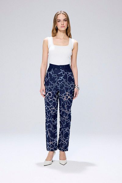 rue Blue Denim Trousers with Transparent Detail
