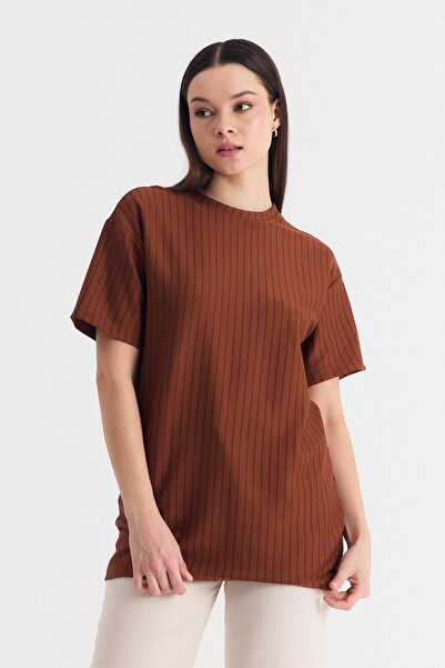 Rays Tricou oversize cu dungi bronzate 4447A