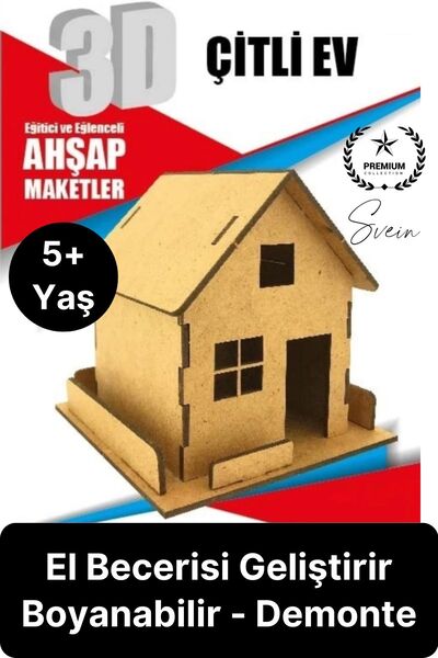 Svein Özel Üretim 3 Boyutlu Minyatür Ham Ahşap Maket Boyanabilir Eğitici Öğre...