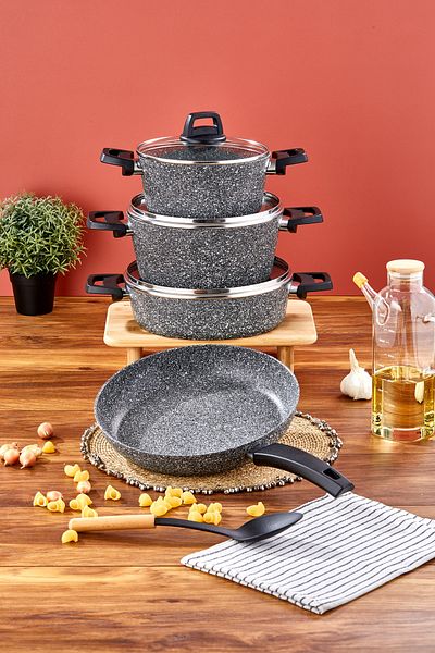 Cornella 7 Piece Granite Pot Set - Gray