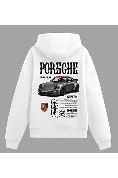 Edizen Porsche 911 1994 Premium Hoodie Unisex Oversize 100% Cotton White Hooded Sweatshirt