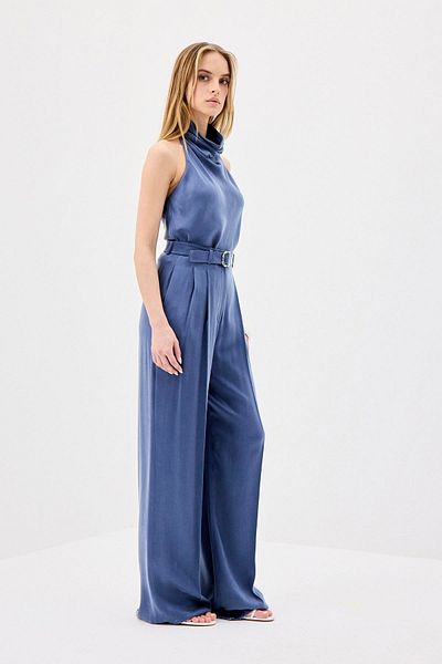 rue Belted High Waist Wide Leg Indigo Trousers