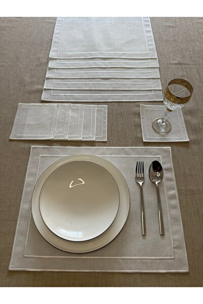 Smiling Home Set of 12 - Ecru Colors, 6 Double Square American and Presentati...