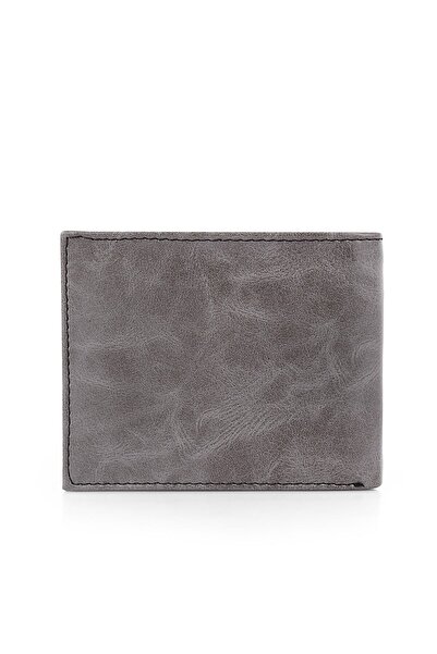 Fubena Gray Antique Patterned Unboxed Men's Leather Wallet