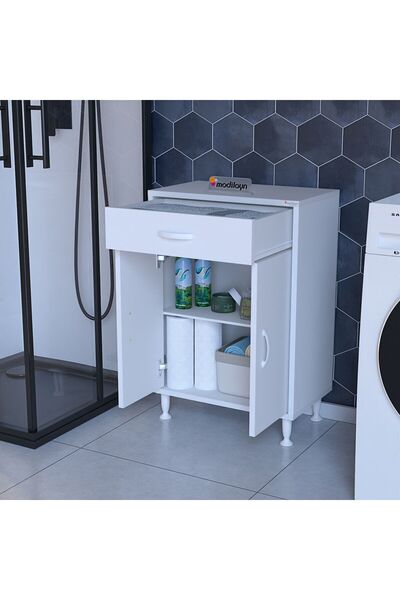 Modilayn Emir 55 X 88 X 32,5 Cm Çok Amaçlı 2 Kapaklı Tek Çekmeceli 2 Bölmeli Çok Amaçlı Dolap