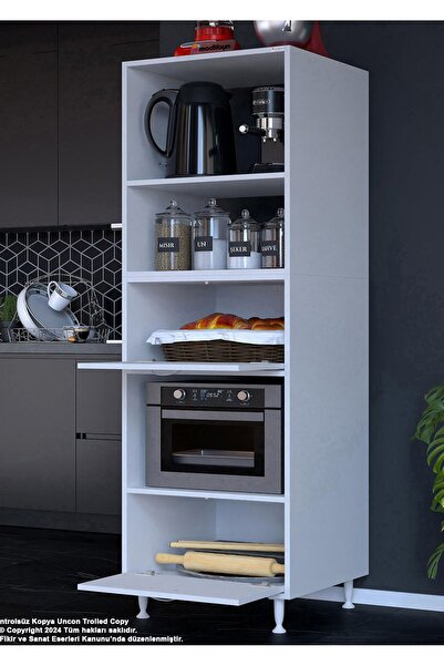 Modilayn Afitap 2 Kapaklı 59,6 x 194,6 x 56 cm Mini Fırın Mikrodalga Dolabı Ç...