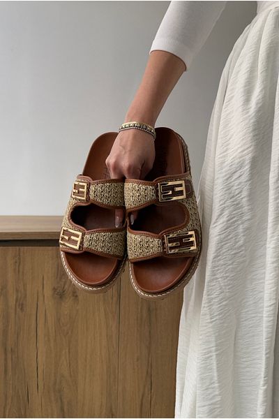 Mupa Shoes Γυναικείες ψάθινες παντόφλες TABA Colorful