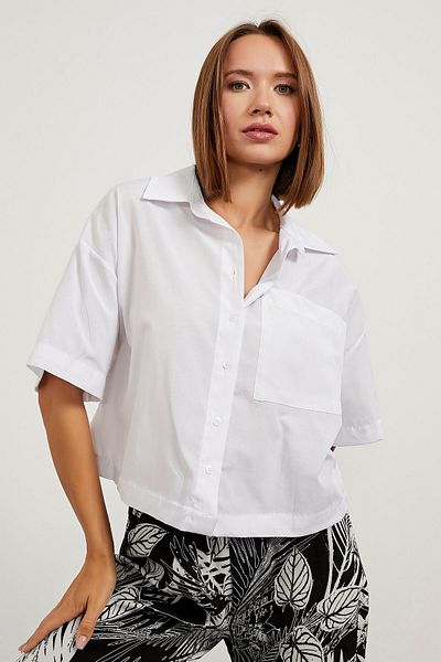 Arma Life Cămașă albă crop oversize cu mânecă scurtă pentru femei