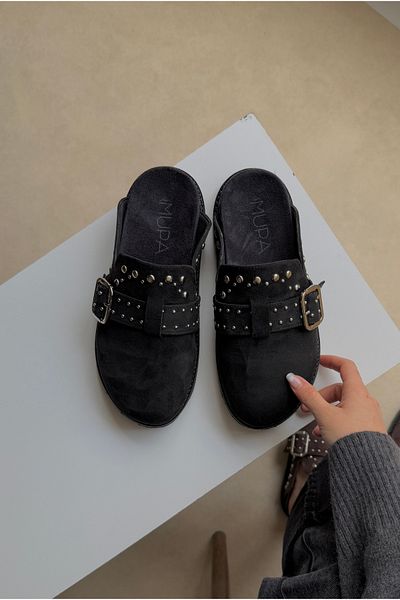 Mupa Shoes Black Suede Women's Slippers