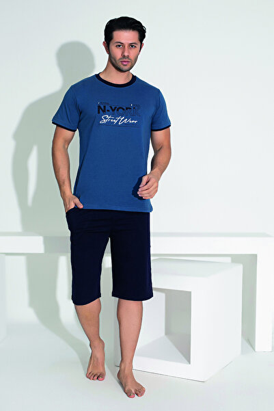 REMSA Чоловічий короткий комплект піжами з футболкою (синій) 25258