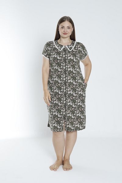 ROMEO LİFE Women's Large Size Cotton Modal Fabric Patterned Zipper Dress 7819