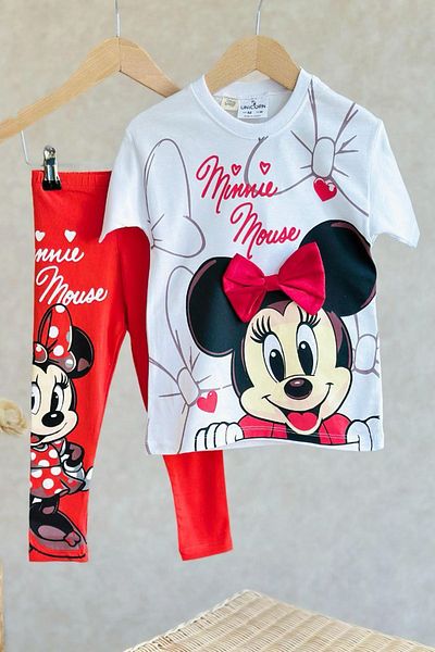Minigimin Cicileri My Little One's Cicileri Mnn Ms Bow Detailed Girls' Tights Suit - Red