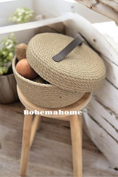 Bohemahomedecor Плетена кошница от юта, рустик, със зеленчуци и плодове, многофункционална кошница, органайзер за подаръчни кошници