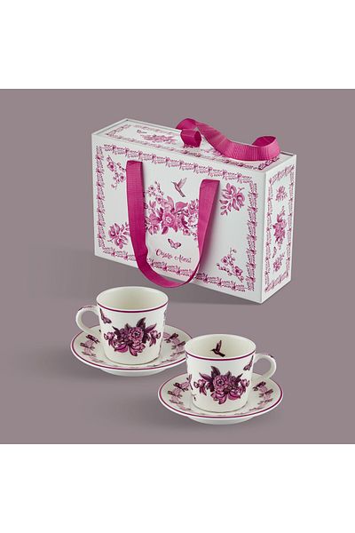 CHIARA ALESSI Allure Pink Porcelain Coffee Cup Set 120 ml