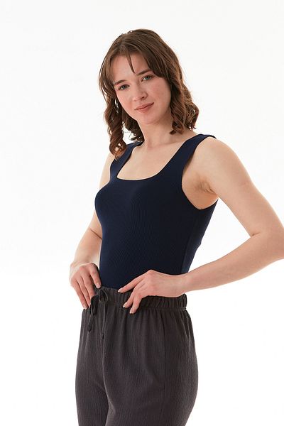 Fulla Moda Βασική μπλούζα πλεκτή με τετράγωνο γιακά