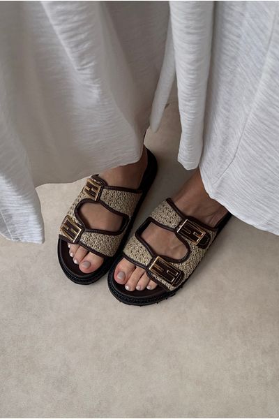 Mupa Shoes Γυναικείες Ψάθινες Παντόφλες ΠΟΥΛΟΣ ΚΑΦΕ