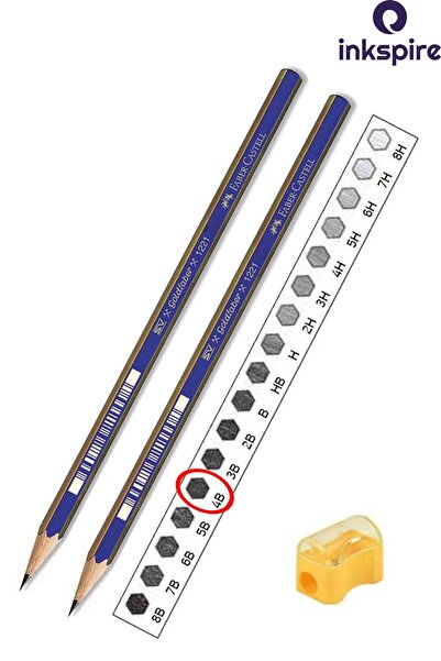 inkspire 4B قلم رسم متدرج 2 قطعة قلم رسم فني مع مجموعة أقلام رسم رصاصية مرقمة