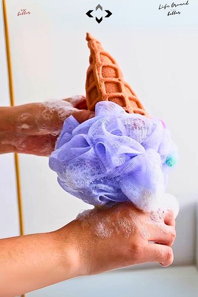 LİGROUND M Sweety Ice Cream Pattern Bath Shower Washcloth Bath Body Washcloth Sponge Kids/Adult Bath Washcloth