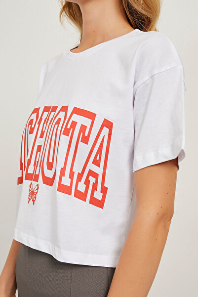 Arma Life Γυναικείο κοντομάνικο καλοκαιρινό λευκό μπλουζάκι με στάμπα