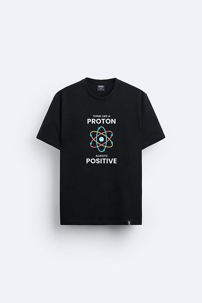 Darkia Positive Positive Printed Crew Neck Regular Fit Black T-Shirt T-Shirt