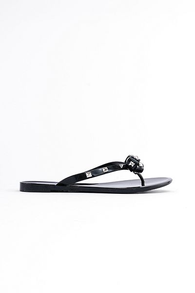 SHOEMARK Diva Black Stone Flip Flops Women's Slippers