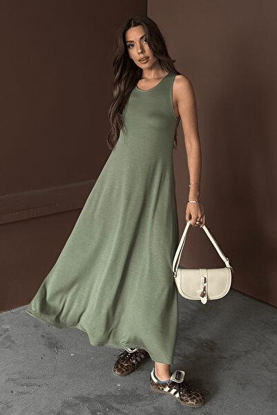 Paw Garage Γυναικείο καλοκαιρινό φόρεμα Eleanor Green Modal Pique Fabric Maxi