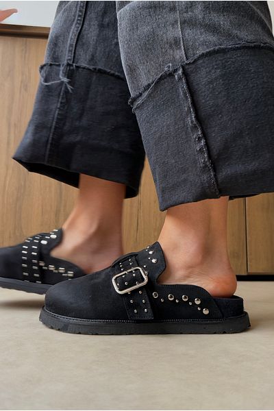 Mupa Shoes Black Suede Women's Slippers