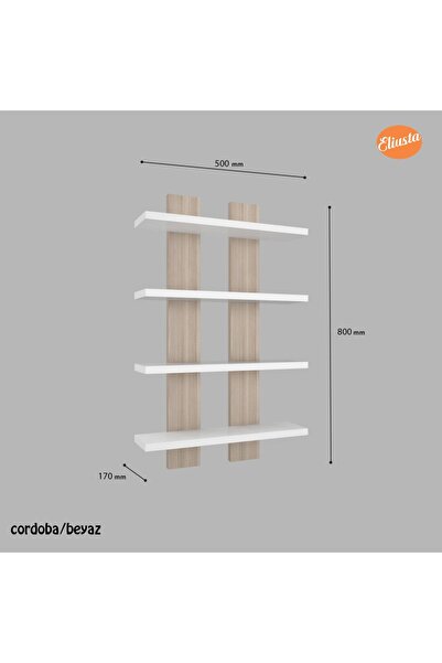 Modilayn Dort Raflı Duvar Unitesi Ofis Dort Lu Kitaplık Salon Duvar Rafı