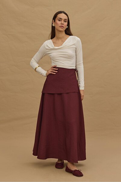 Fahhar Складний поясний спідниця - бордовий