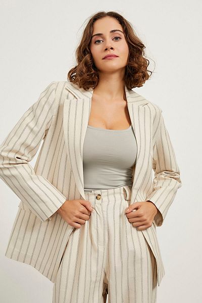Arma Life Γυναικείο σακάκι με ρίγες Basic Ecru Blazer