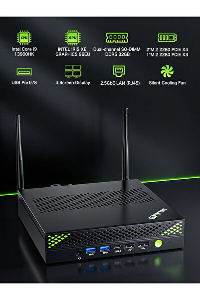 GMKtec K10 Intel i9 5 13900HK İşlemci, 32GB DDR5 5600Mhz RAM, 1TB M.2 SSD, Wi...