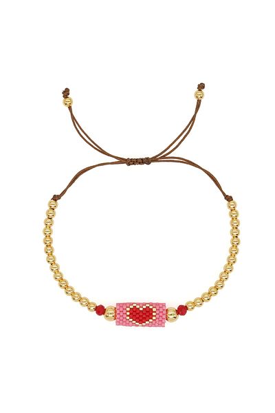 Choice Mi-b23030601e 1pc New In Love Heart Charm Gold Bead Bracelet Boho Fashion Summer Beaded Bracelets Fo