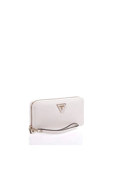 Guess Women's Ecru Laurel Large Zipper Wallet