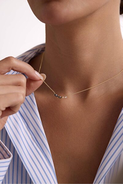 Tufanlar Kuyumculuk 14 Ayar Minimal Taşlı Altın Kolye