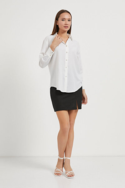 Arma Life Kadın Sim Çizgili Şeritli Uzun Kollu Beyaz Gömlek