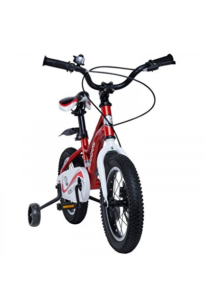 KidsCare Children's bicycle for 3-6 years, 14 inch wheels, with training wheels and disc brakes, red