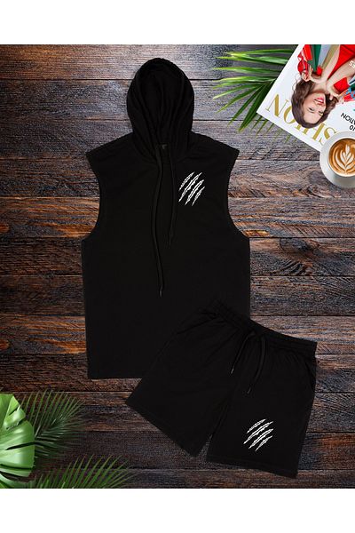 ACTIVE MODA قميص رياضي رجالي - خط مطبوع رياضي تركي، قطعتين قطن كبير الحجم