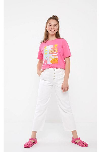 ASL GOLF CLUB Girl April 23 Children's Day White Jean Pants with 3 Buttons White