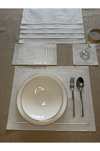 Smiling Home Set of 12 Ecru Color 6 Pieces Caravan Model American Service and 6 Pieces Presentation Napkins